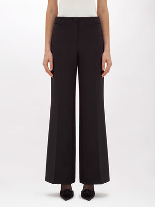 Pantaloni wide leg in crêpe stretch