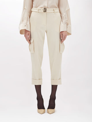 Pantaloni cargo in cady stretch