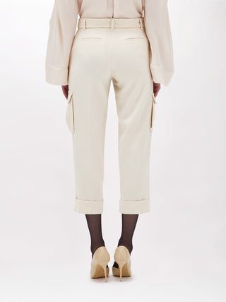 Pantaloni cargo in cady stretch