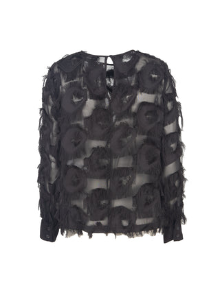 Blusa in tulle con frange