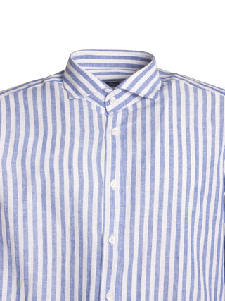 Camicia in misto lino a righe
