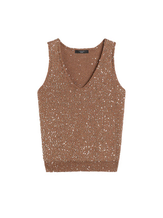 Top in maglia con paillette