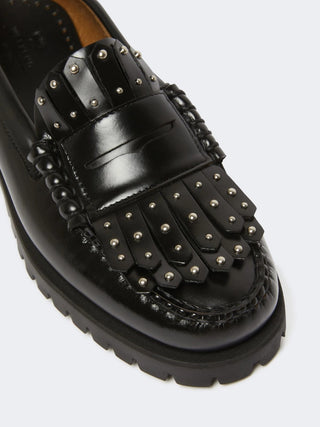 Mocassino in pelle con micro borchie