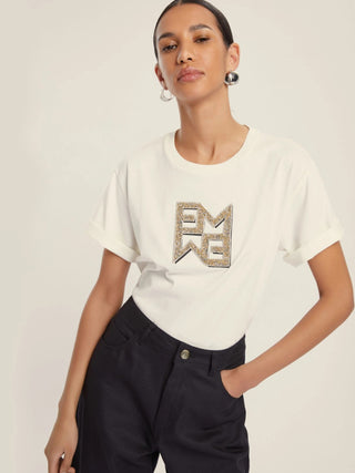 T-shirt in jersey con cristalli