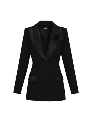 Blazer monopetto con scollo in raso