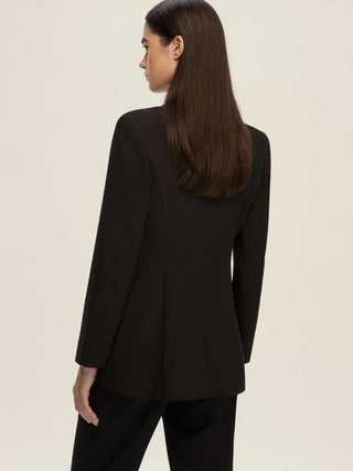 Blazer monopetto con scollo in raso