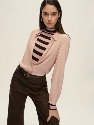 Camicia semi aderente in misto seta