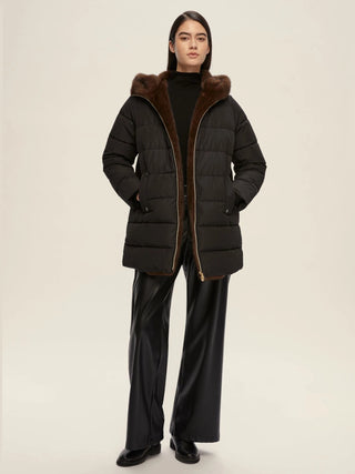 Piumino lungo in taffetà