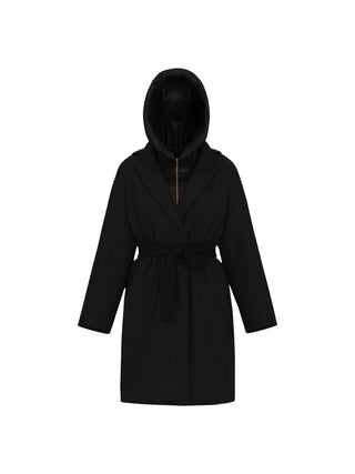 Cappotto in panno soft con cappuccio removibile