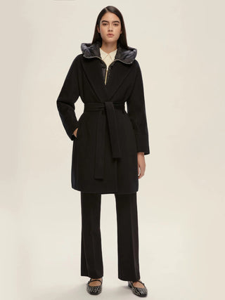 Cappotto in panno soft con cappuccio removibile