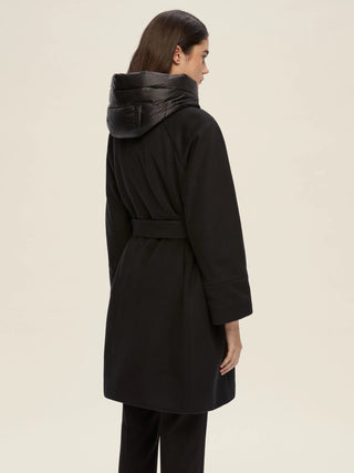 Cappotto in panno soft con cappuccio removibile