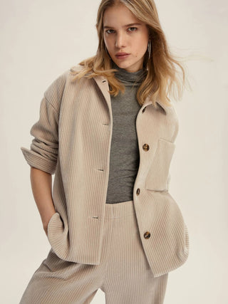 Camicia over in jersey velluto a coste