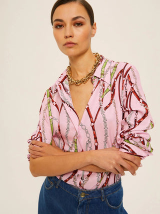 Camicia in twill di viscosa stampata