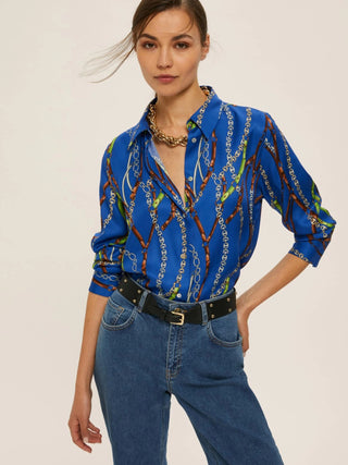 Camicia in twill di viscosa stampata