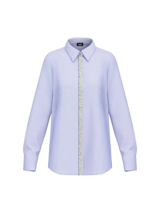 Camicia in popeline con dettagli di perle e strass