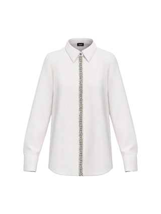 Camicia in popeline con dettagli di perle e strass
