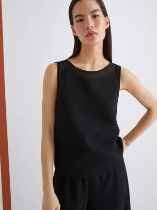 Top smanicato in envers satin