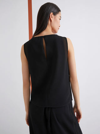 Top smanicato in envers satin