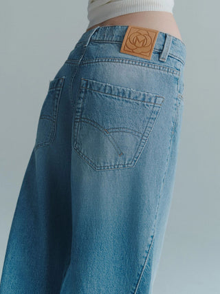 Jeans wide leg a vita bassa