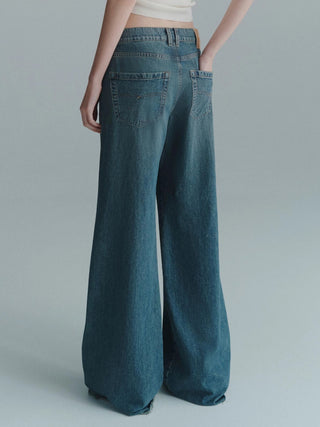 Jeans wide leg a vita bassa