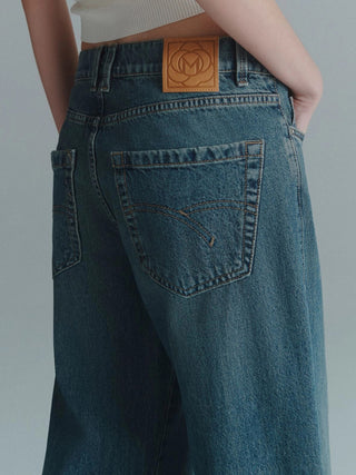 Jeans wide leg a vita bassa