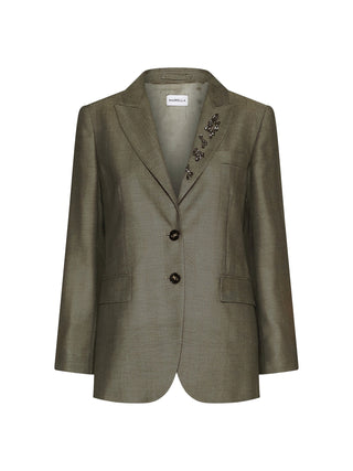 Giacca in saglia fluida con cristalli