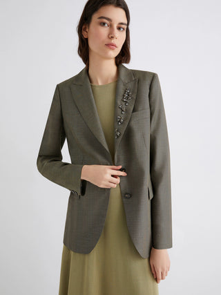 Giacca in saglia fluida con cristalli