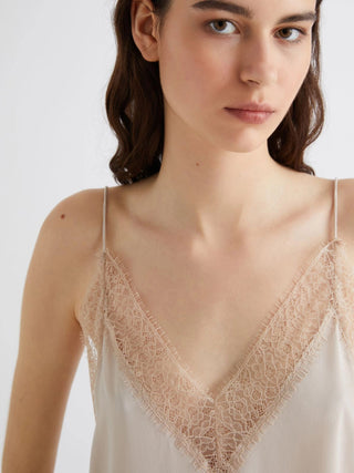 Top sottoveste in misto seta