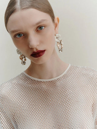 T-shirt in rete con strass