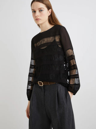 Blusa in georgette con pizzo