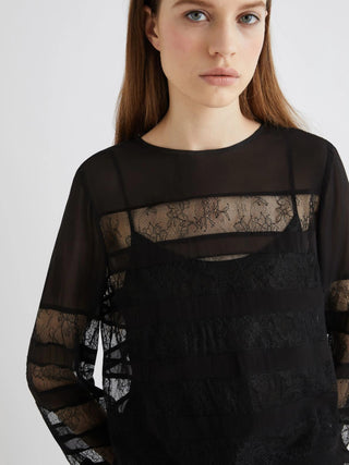 Blusa in georgette con pizzo