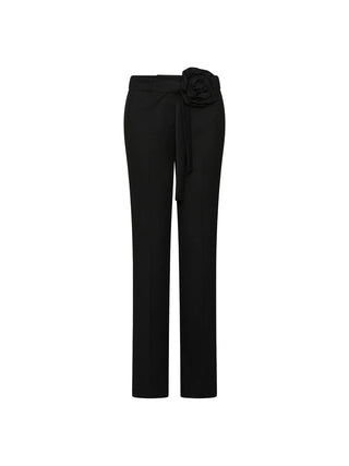 Pantalone flare con cintura a fiore