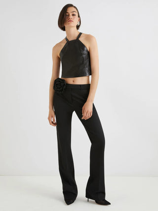 Pantalone flare con cintura a fiore