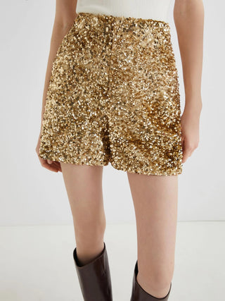 Short in velluto con paillette