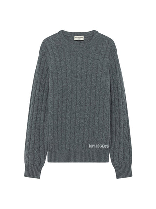 Maglione girocollo cable in lana e cashmere
