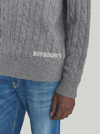 Maglione girocollo cable in lana e cashmere