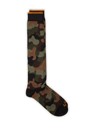 Lange Socken mit Camu-Muster in Militärgrün