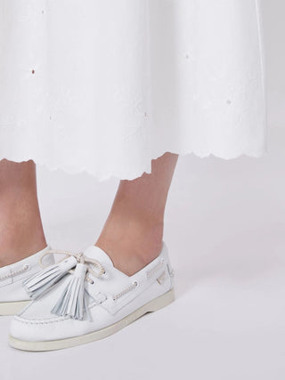 gonna in tela di cotone e lino