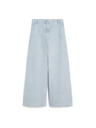 Pantalone wide leg in canvas di cotone