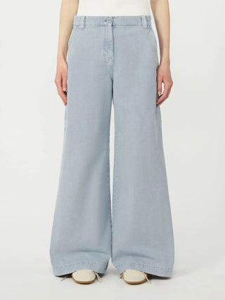 Pantalone wide leg in canvas di cotone
