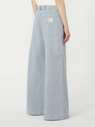 Pantalone wide leg in canvas di cotone