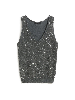 Maglia smanicata con paillette