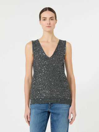 Maglia smanicata con paillette