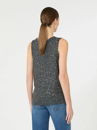 Maglia smanicata con paillette