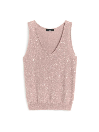 Maglia smanicata con paillette