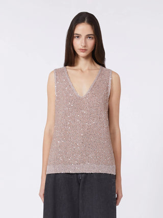 Maglia smanicata con paillette