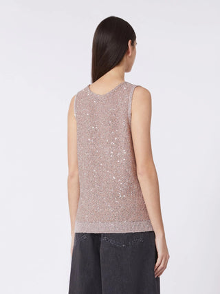Maglia smanicata con paillette