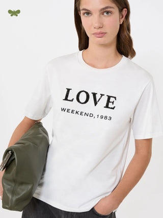 T-shirt in jersey con stampa e ricami