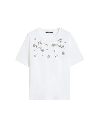 T-shirt in jersey con stampa e ricami