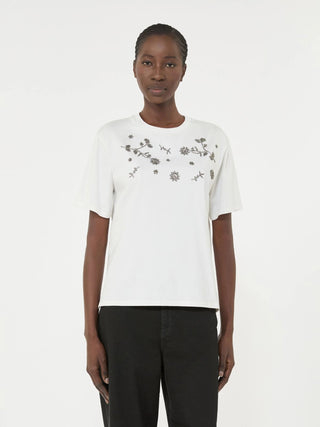 T-shirt in jersey con stampa e ricami